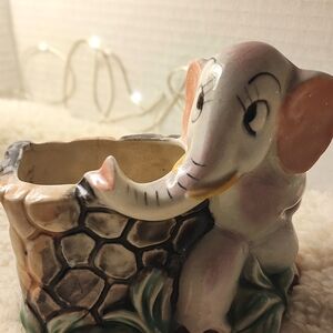 Vintage Elephant Ceramic Planter